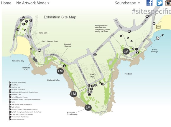Mapped version of Sculpture by the Sea exhibition area.